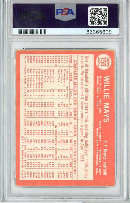 Graded 1964 Topps Willie Mays #150 Baseball Card PSA 5 Excellent
