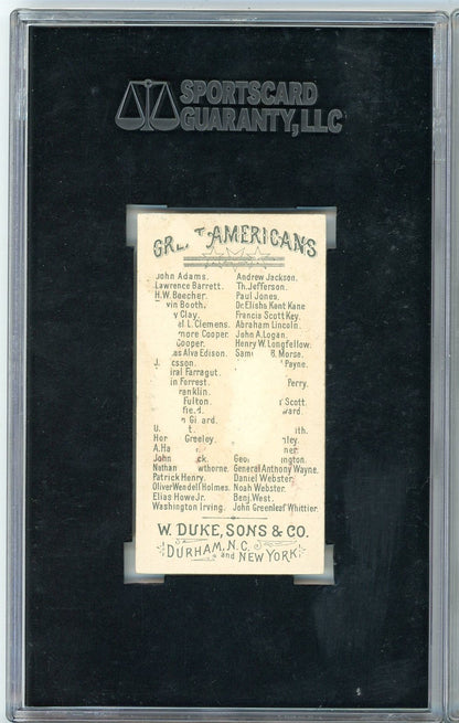 Graded 1888 W. Duke, Sons & Co. N76 Great Americans William Penn Baseball Tobacco Card SGC 1