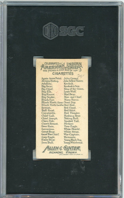 Graded 1888 Allen & Ginter American Indian Chiefs N2 Wetcunie Baseball Tobacco Card SGC 2 Good