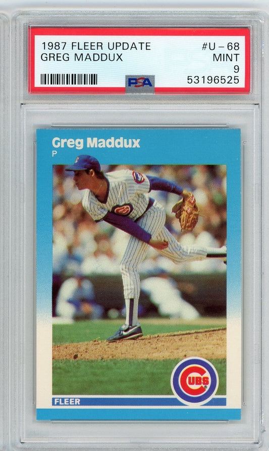 Graded 1987 Fleer Update Greg Maddux #U68 Rookie RC Baseball Card PSA 9 Mint