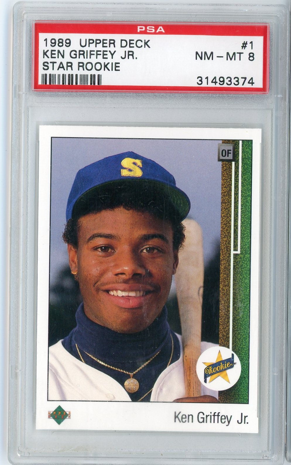 Graded 1989 Upper Deck Star Rookie Ken Griffey Jr. #1 Rookie RC Baseball Card PSA 8 NM-MT