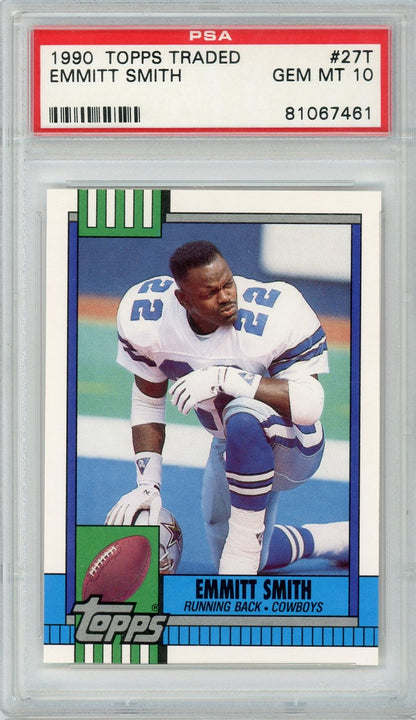 Graded 1990 Topps Traded Emmitt Smith #27T Rookie RC Football Card PSA 10 Gem Mint