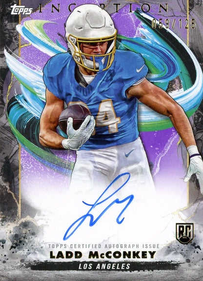 2024 Topps Inception Ladd McConkey #RALM Purple Autograph /125 Rookie RC Football Card