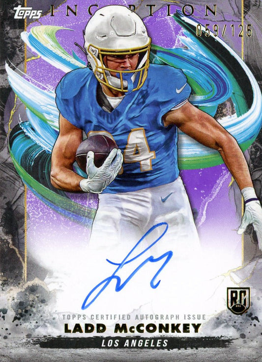 2024 Topps Inception Ladd McConkey #RALM Purple Autograph /125 Rookie RC Football Card