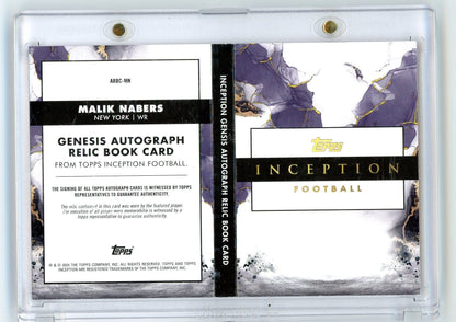 2024 Topps Inception Malik Nabers #ARBCMN Auto Book Relic Red /25 Rookie RC Football Card