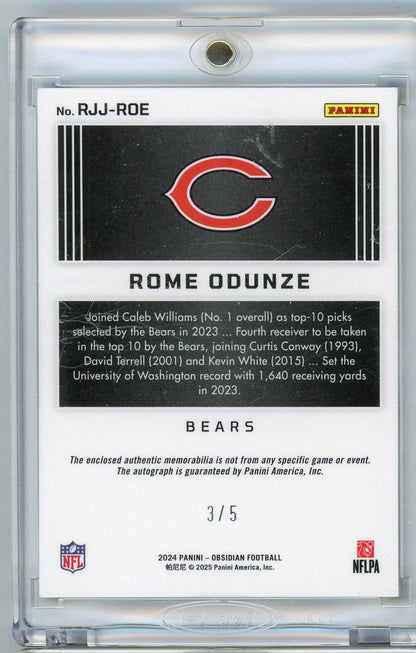 2024 Panini Obsidian Rome Odunze #RJJ-ROE RPA Auto /5 Rookie RC Football Card