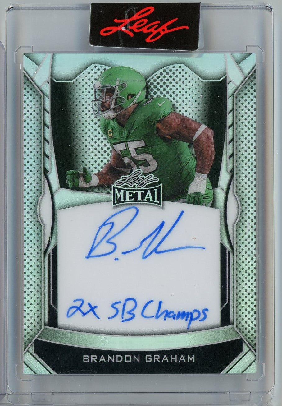 2025 Leaf Metal Brandon Graham #MI-BG1 Auto /100 "2x SB Champs" Inscribed Football Card