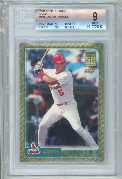 Graded 2001 Topps Traded Gold Albert Pujols #T247 /2001 Rookie RC Baseball Card BGS 9