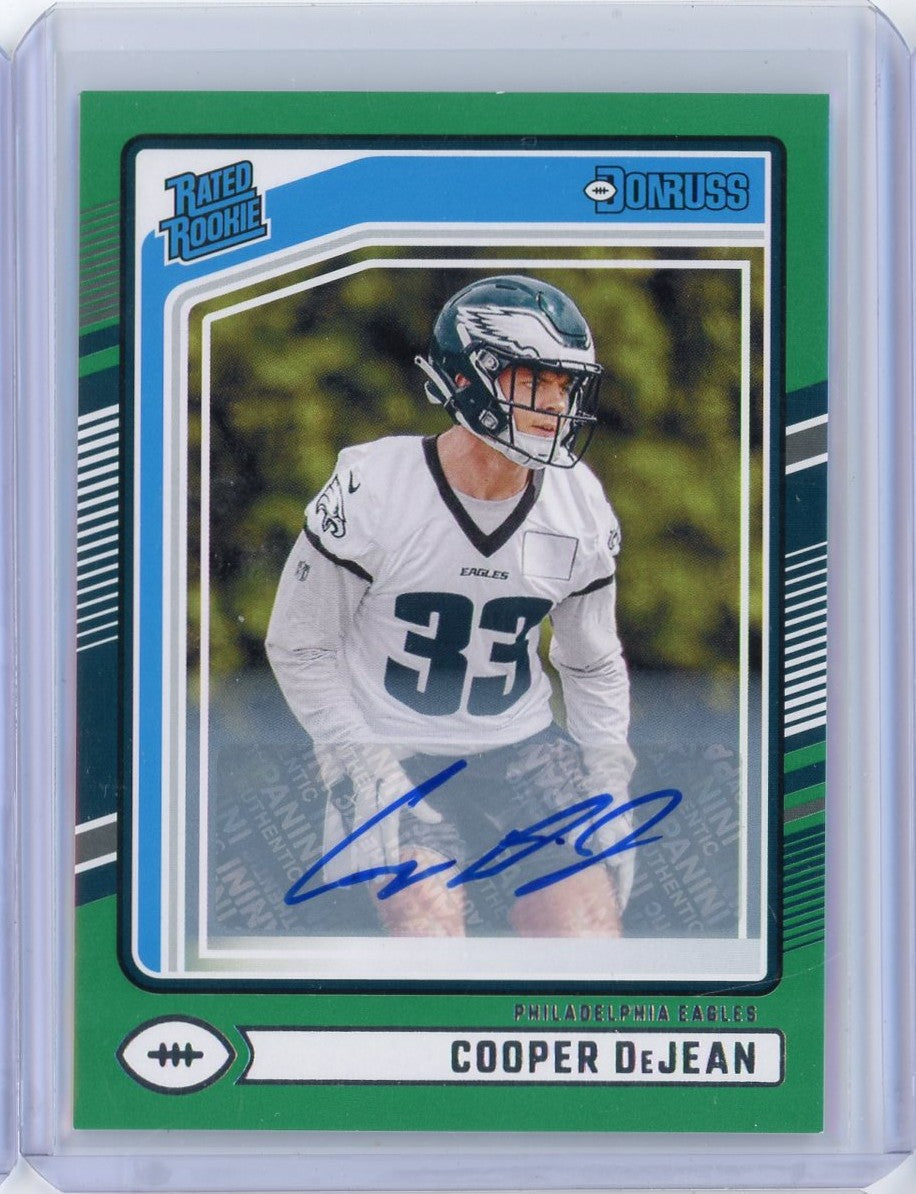 2024 Panini Donruss Press Proof Green Cooper DeJean #305 Auto Rookie RC Football Card