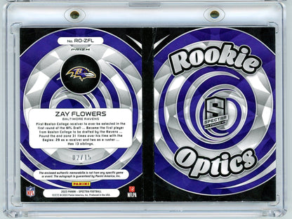 2023 Panini Spectra Rookie Optics Zay Flowers #ROZFL /15 Booklet Auto Rookie RC Football Card