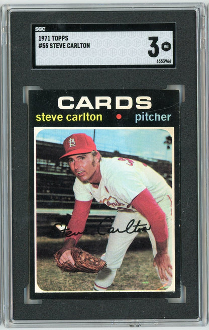 Graded 1971 Topps Steve Carlton #55 Baseball Card SGC 3 Very Good