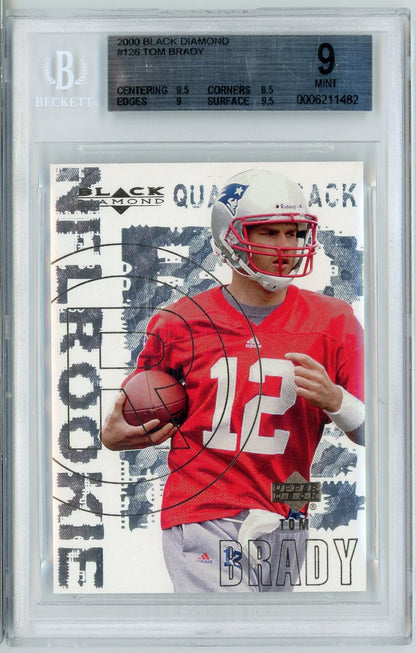 Graded 2000 Upper Deck Black Diamond Tom Brady #126 Rookie RC Football Card BGS 9 Mint