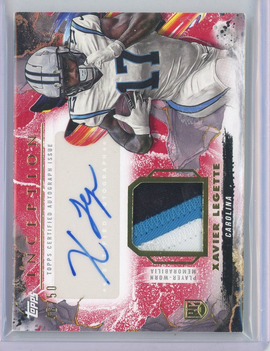2024 Topps Inception Xavier Legette #PPA-XL Rookie Patch Auto RPA /50 Rookie RC Football Card