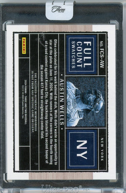 2024 Panini Three and Two Austin Wells #FCS-AW Full Count Swatches Relic /10 Rookie RC Baseball Card