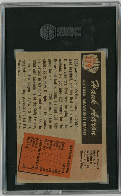 Graded 1955 Bowman Hank Aaron #179 2nd Year First Bowman Baseball Card SGC 1