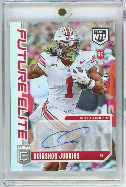 2025 Panini Donruss Elite Quinshon Judkins #FE-QJS Future Elite NIL Rookie Auto /149 Rookie RC Football Card