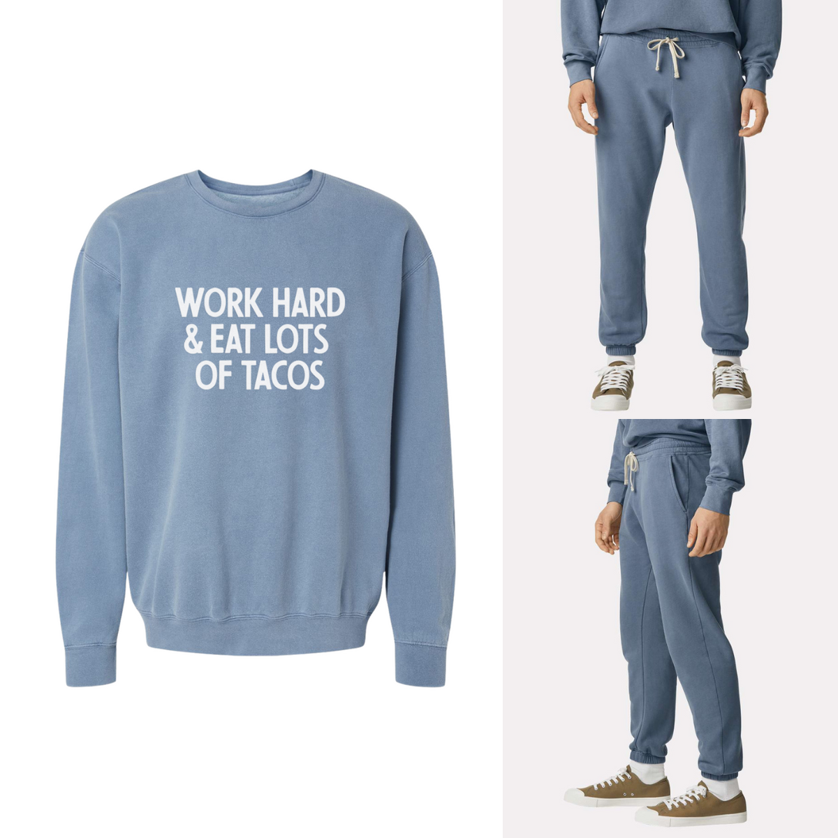 Work Hard & Eat Lots Of Tacos Washed Sweatshirt