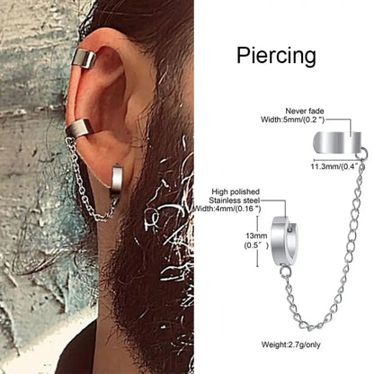 Earrings For Men Unisex Cuff For Pierced or Unpierced Ears.