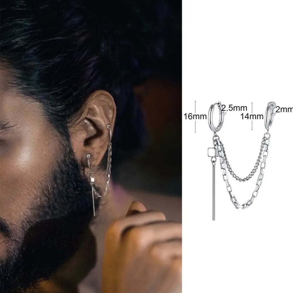 Earrings For Men Unisex Cuff For Pierced or Unpierced Ears.