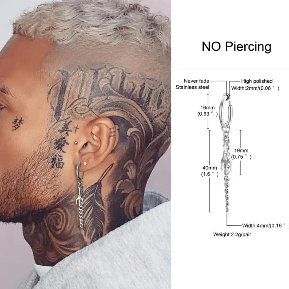 Earrings For Men Unisex Cuff For Pierced or Unpierced Ears.