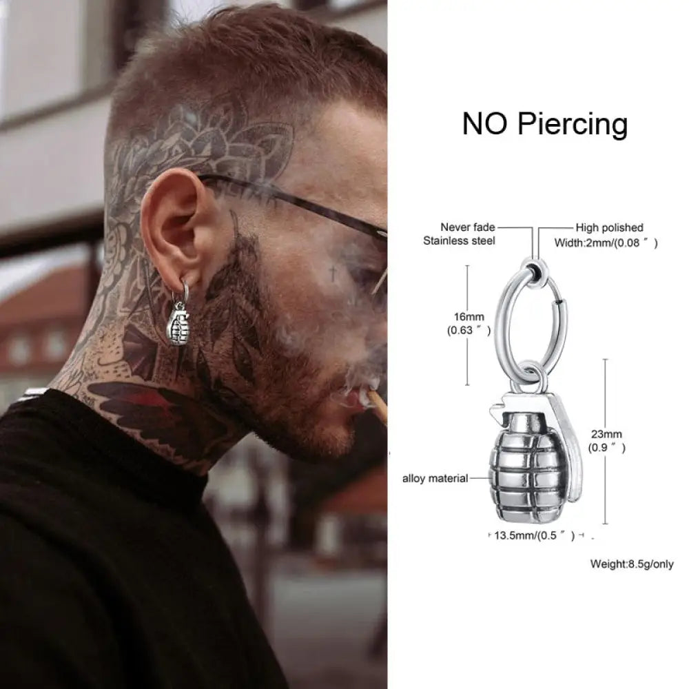 Earrings For Men Unisex Cuff For Pierced or Unpierced Ears.