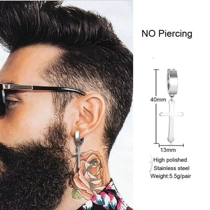 Earrings For Men Unisex Cuff For Pierced or Unpierced Ears.