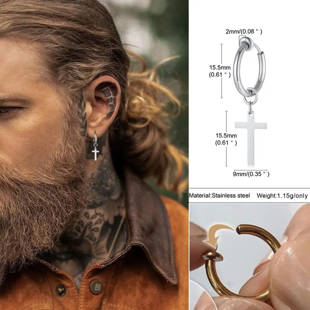Earrings For Men Unisex Cuff For Pierced or Unpierced Ears.