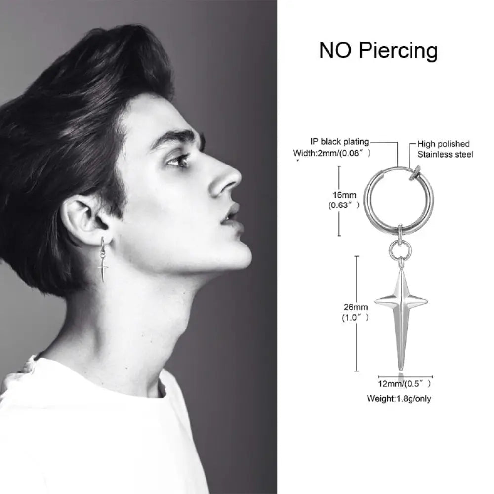 Earrings For Men Unisex Cuff For Pierced or Unpierced Ears.