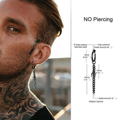 Earrings For Men Unisex Cuff For Pierced or Unpierced Ears.
