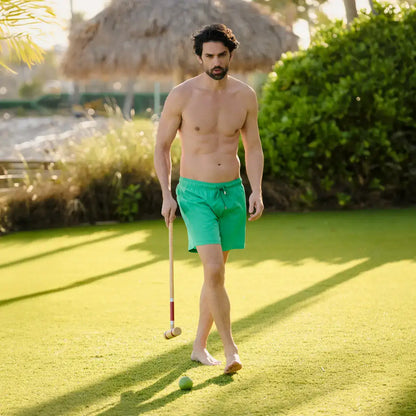Island Green Hybrid Short, Compression Lined Swim and Resort Trunk
