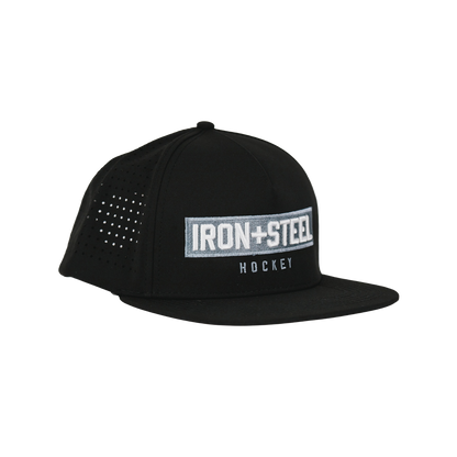 Iron+Steel Plate Snapback Hat - Black