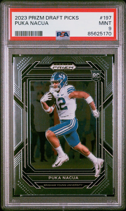 Graded 2023 Panini Prizm Draft Picks Puka Nacua #197 Rookie RC Football Card PSA 9 Mint