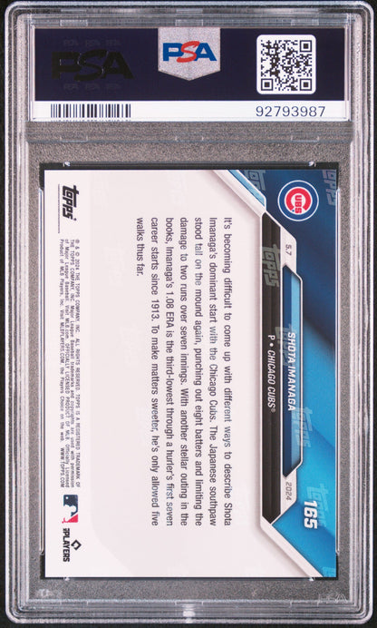 Graded 2024 Topps Now Shota Imanaga #165 Rookie RC Baseball Card PSA 10 Gem Mint