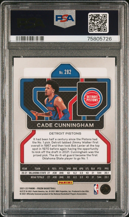 Graded 2021 Panini Prizm Cade Cunningham #282 Rookie RC Basketball Card PSA 10 Gem Mint