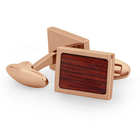 Jarrah Wood Rectangular Cufflinks - Rose Gold