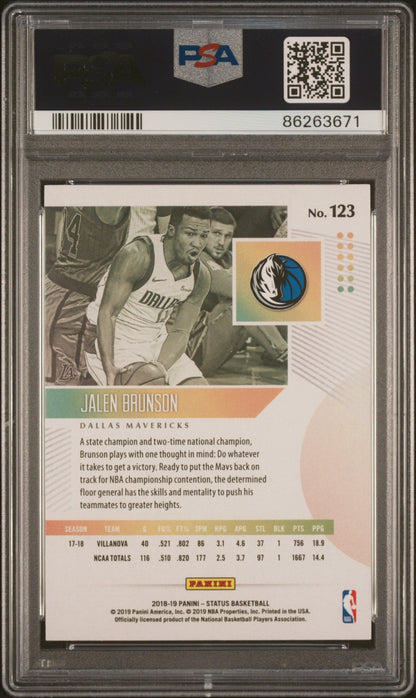 Graded 2018 Panini Status Jalen Brunson #123 Rookie RC Basketball Card PSA 10 Gem Mint