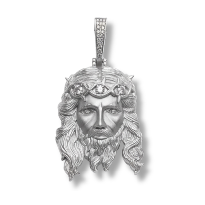 Jesus Piece Head Pendant Moissanite Matte Finish Solid 925 Sterling Silver
