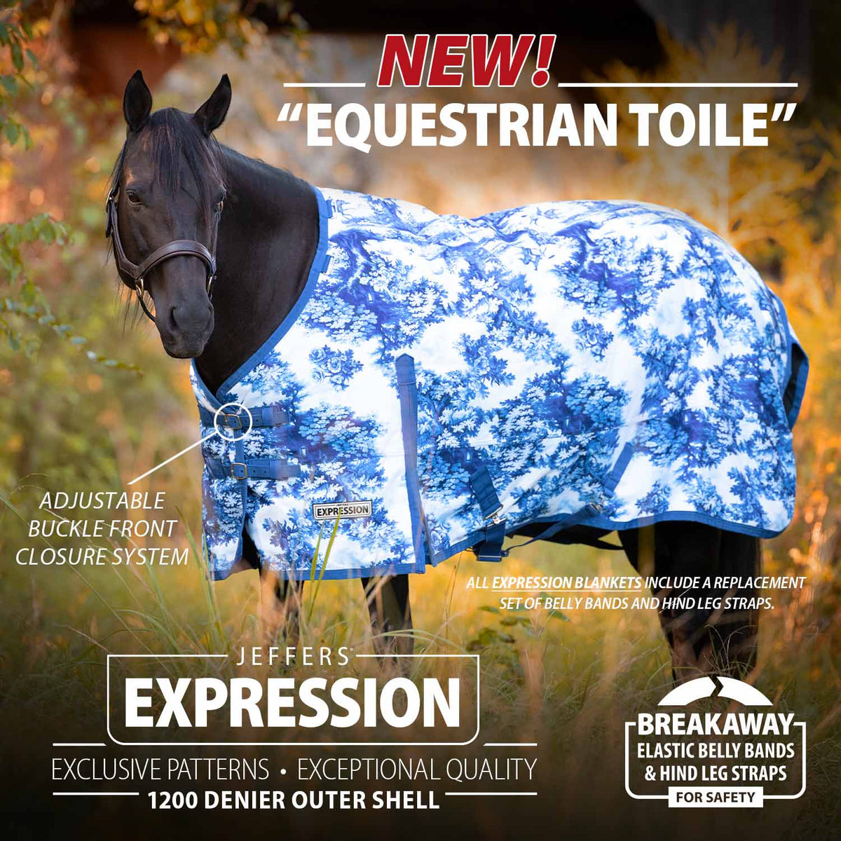 Jeffers Expression 1200 Denier Standard Neck Horse Turnout Sheet, 0 Gram