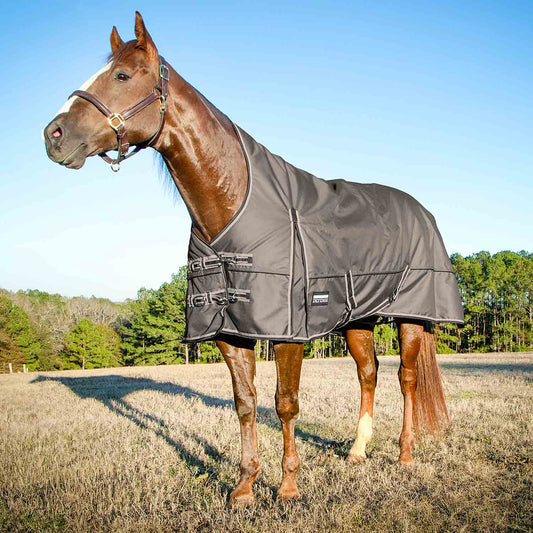Jeffers Poplar Head "Defense" 1680 Denier Turnout Blanket with High Neck, 240 Gram, Plymouth Brown