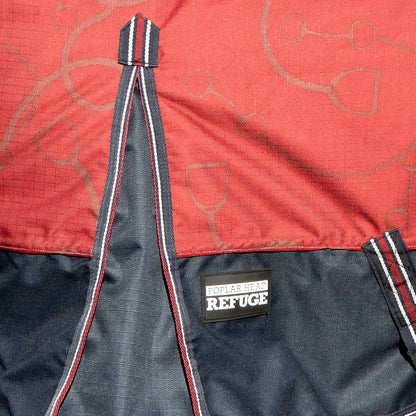 Jeffers Poplar Head Uniquely English 1200 Denier Turnout Blanket with High Neck, 240 Gram, Merlot Snaffles & Irons