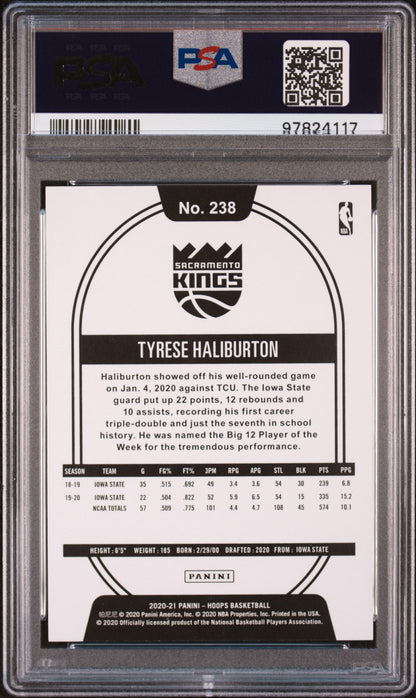 Graded 2020-21 Panini Hoops Tyrese Haliburton #238 Winter Rookie RC Basketball Card PSA 10 Gem Mint