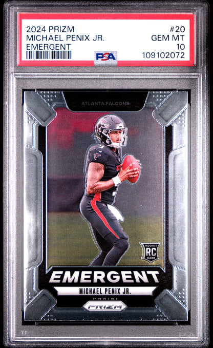 Graded 2024 Panini Prizm Michael Penix Jr #20 Emergent Rookie RC Football Card PSA 10 Gem Mint