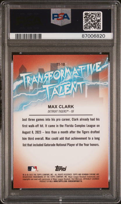 Graded 2023 Topps Bowman Draft Max Clark #TT10 Transformative Talent Rookie RC Baseball Card PSA 10 Gem Mint