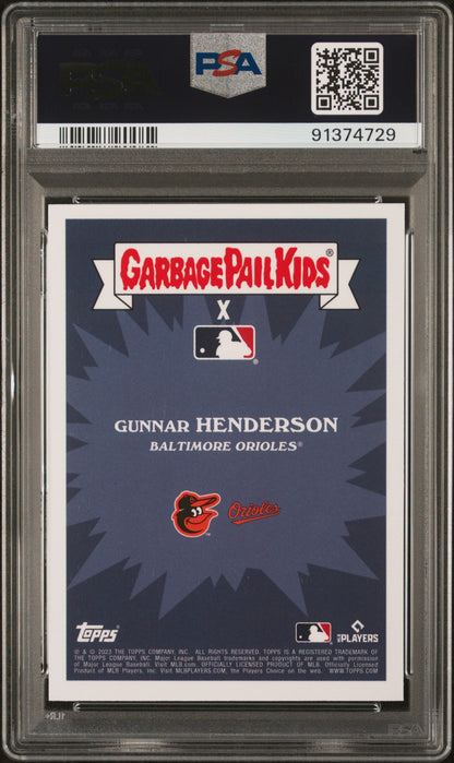 Graded 2023 Topps Garbage Pail Kids Gunnar Henderson #25A Gung Ho Gunnar Rookie RC Baseball Card PSA 10 Gem Mint