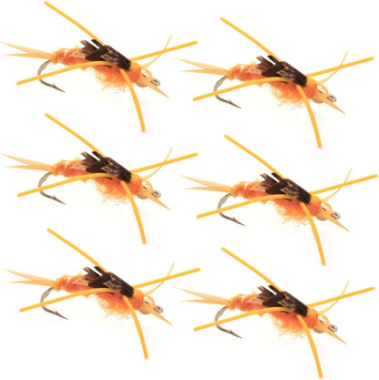 Barbless Gold Bead Kaufmann's Golden Stone Fly with Rubber Legs - Stonefly Wet Fly - 6 Flies Hook Size 12