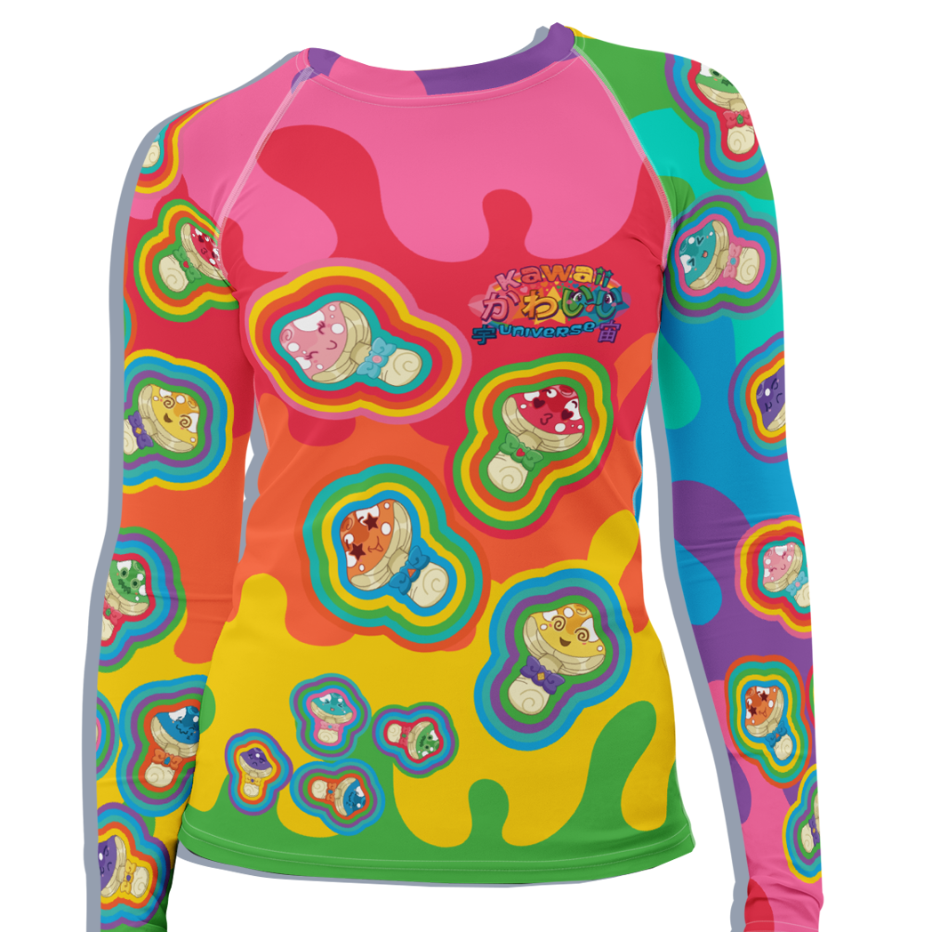 Kawaii Universe - Cute Natsu Fantasy Mushrooms Ladies Rash Guard