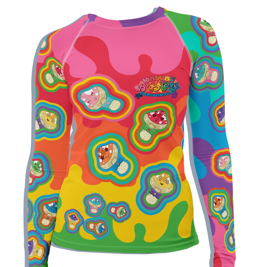 Kawaii Universe - Cute Natsu Fantasy Mushrooms Ladies Rash Guard