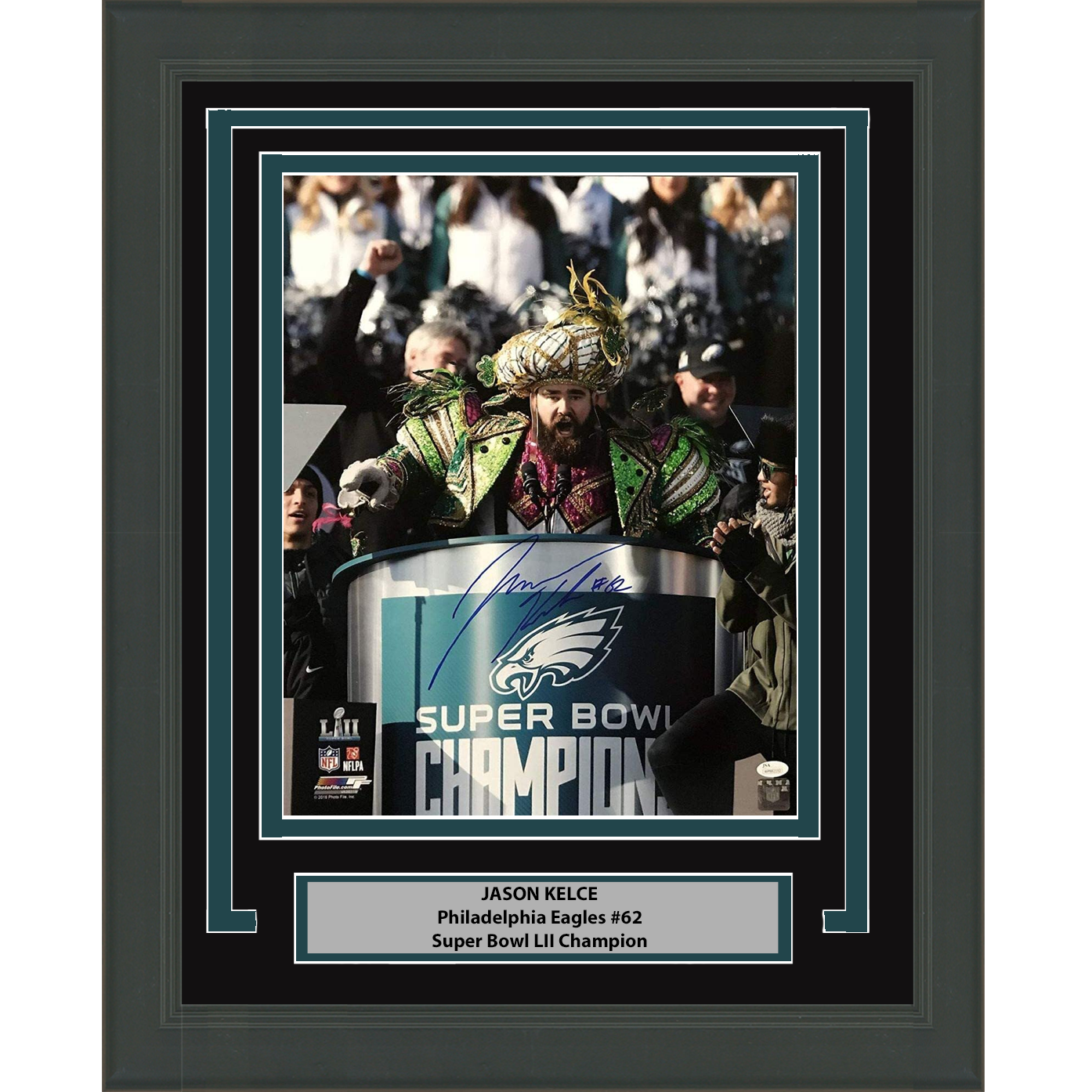 Framed Autographed/Signed Jason Kelce Super Bowl Parade Speech Mummers Philadelphia Eagles 16x20 Football Photo PSA/DNA COA