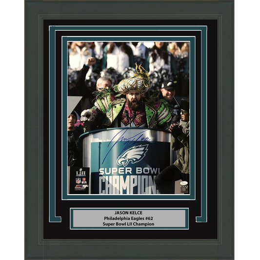 Framed Autographed/Signed Jason Kelce Super Bowl Parade Speech Mummers Philadelphia Eagles 16x20 Football Photo PSA/DNA COA