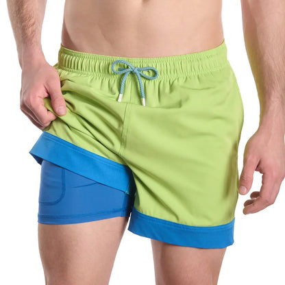 Key Lime Hybrid Short, Compression Lined Swim and Resort Trunk